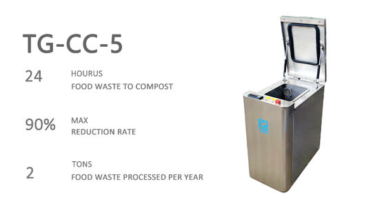 TOGO Compostaje eléctrico de residuos alimentarios de acero inoxidable para cocinas con alimentación por lotes para el hogar-TG-CC-5